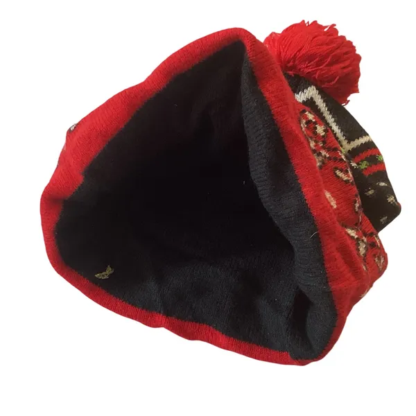 Christmas Themed Pom Beanie Black - Image 5