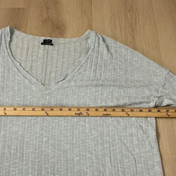 Out From Under Ribbed V Neck Long Sleeve Oversized‎ Sweater Light Blue Size M - Image 6