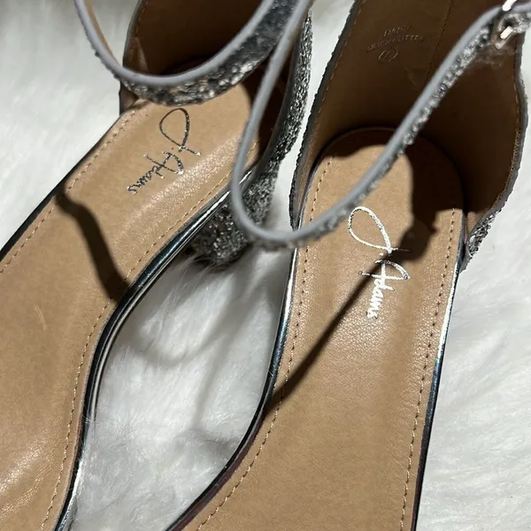 J. Adams Silver Glitter Block Low Heels with ankle strap Size 7.5. B76 - Image 7