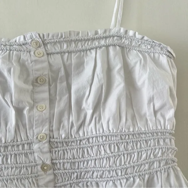 Madewell Smocked Button-Front Top in Poplin in Eyelet White Size Small NWT - Image 7