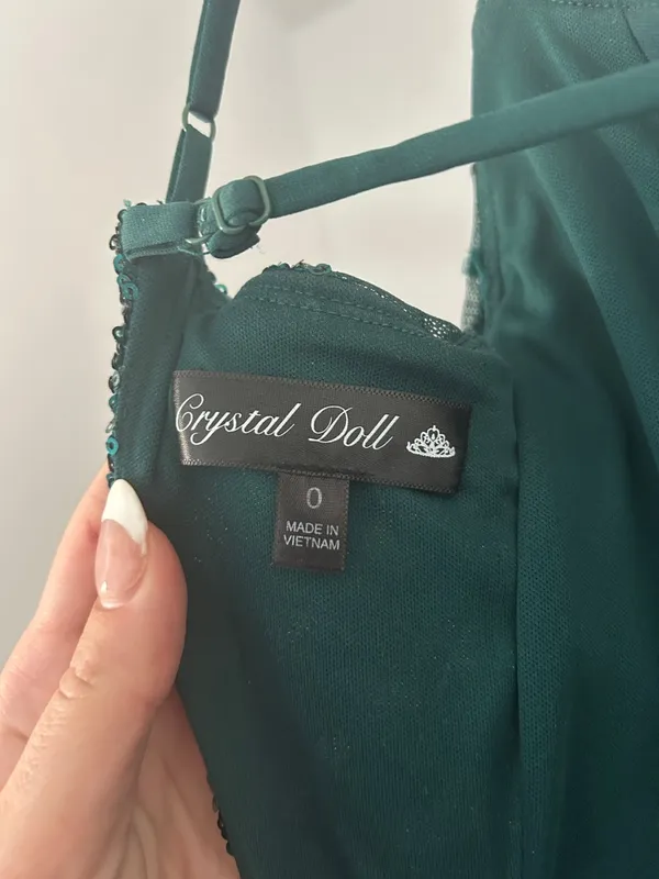 Crystal Doll Teal Spaghetti-Strap Dress with Sequin Trim - Image 2