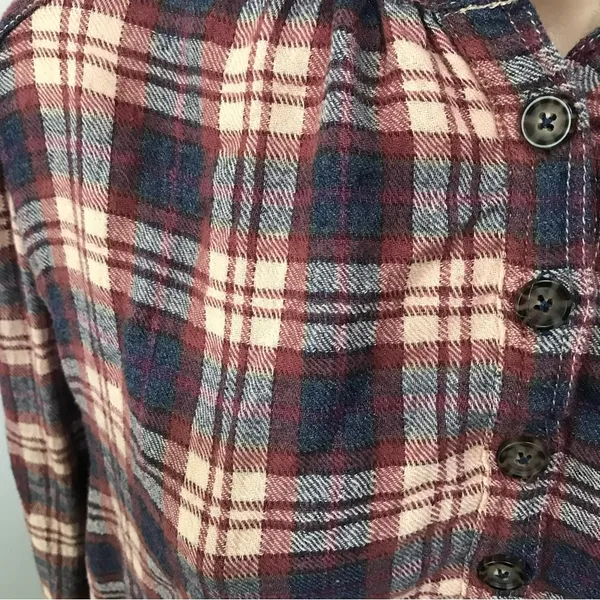 Free People Northern Bound Plaid Popover Button Up Top Small Fall - Image 6