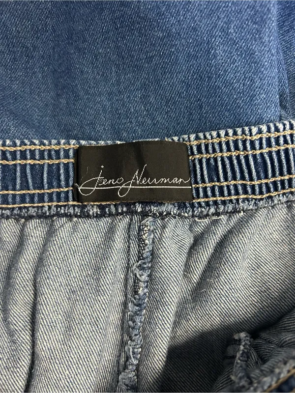 Vintage Jorts Size 14 Women's Blue Denim Elastic-Waist Bermuda Shorts - Image 3