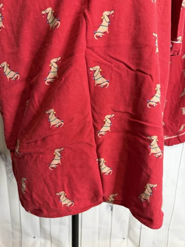 Loft Sleep Pajamas Sz Large 2-Piece Set Wiener Dog Christmas Lights Short Sleeve - Image 8