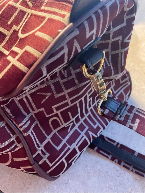 Diane Von Furstenberg Burgundy Monogram Travel Duffel with Dark Brown Trim - Image 6