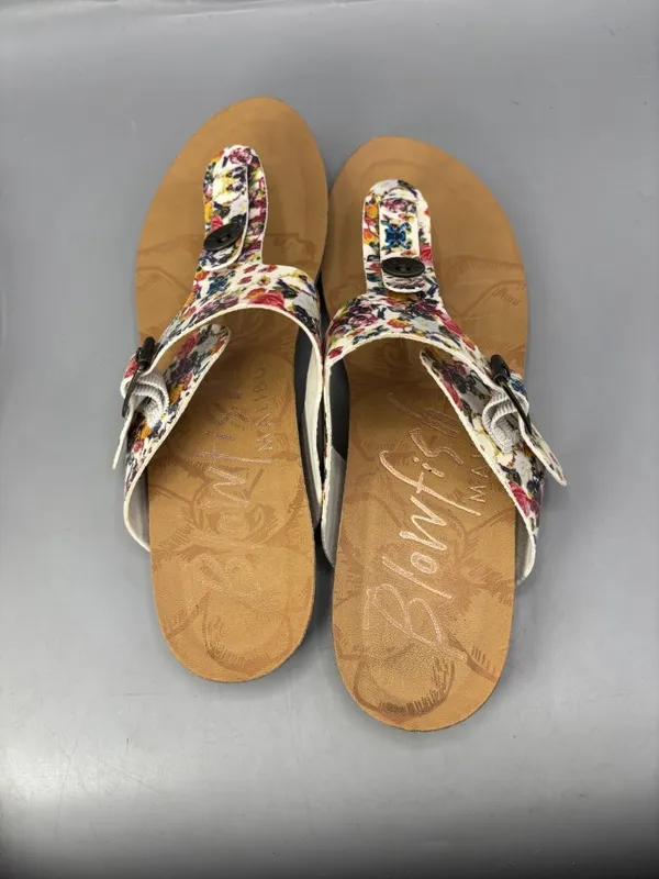Blowfish Malibu Flip Flop Sandals Womens 8 Multicolor Floral Flat Heel Slip On - Image 6