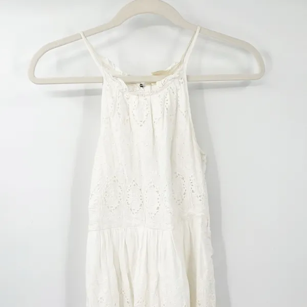 Anthropologie Maeve Womens Boho Beachy Tiered Eyelet Midi Dress‎ Size 0 White - Image 4