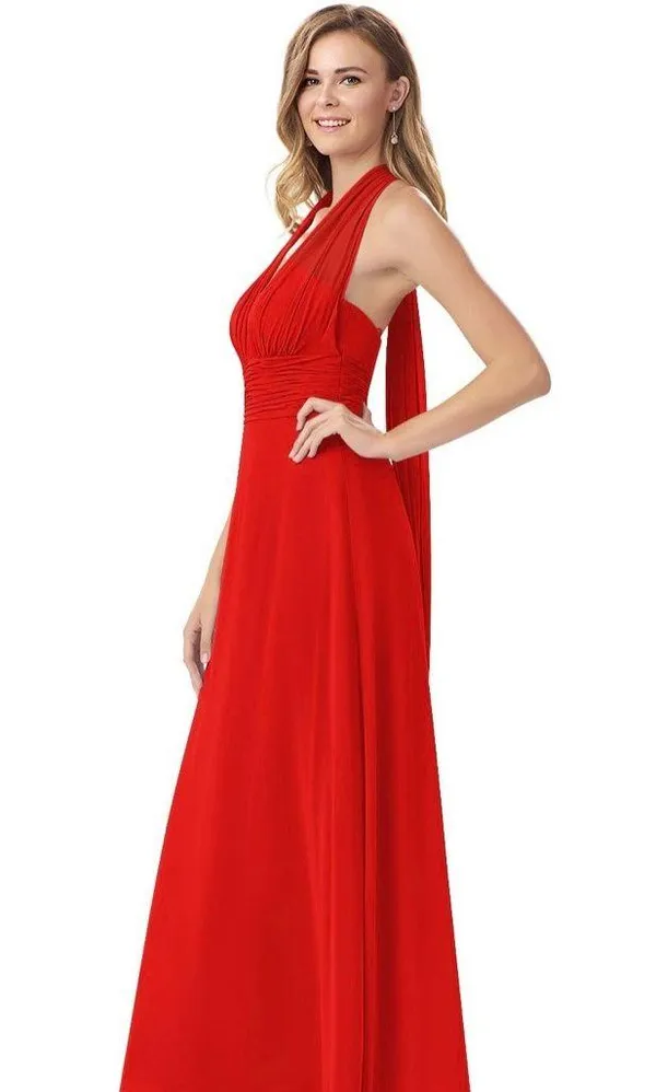 Azazie Fifi Floor Length Red Dress - Image 2