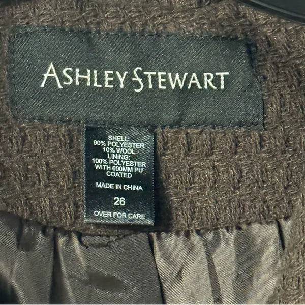 Ashley Stewart Coat Women Plus Size 26 Brown Textured Square Button Wool Blend - Image 2
