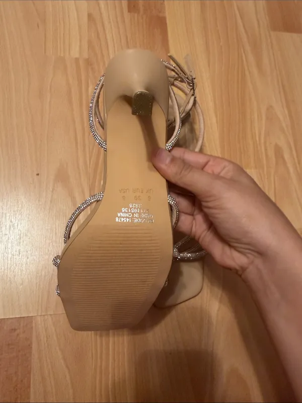 Primark Nude Strappy Ankle-Wrap Heels with Sparkle - Image 4