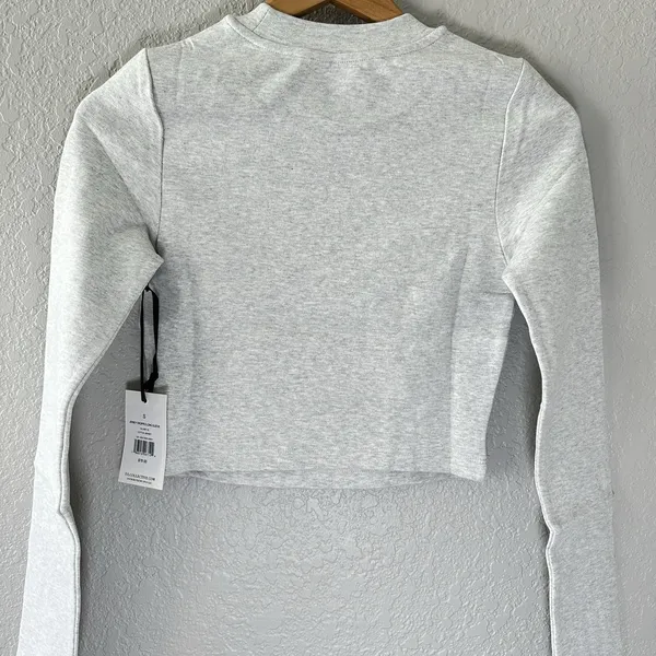 NWT‎ IVL Collective Cotton Jersey Cropped Top Womens Heather Gray Small Athletic - Image 4