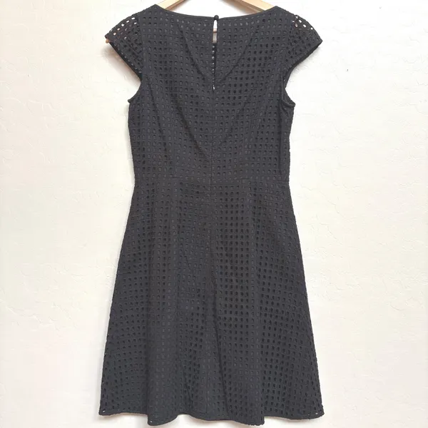 J. Crew Eyelet Dress Black Sleeveless Party Cocktail Dress Size 2 Cap Sleeve‎ - Image 5