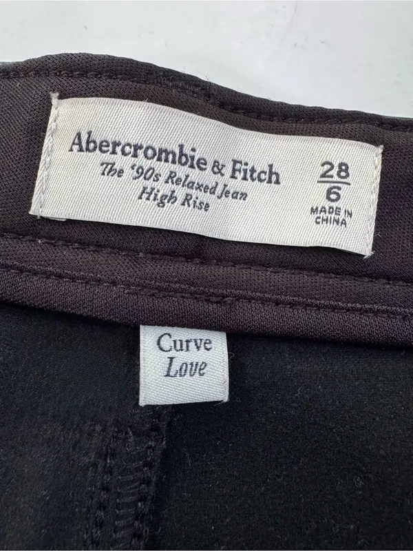 Abercrombie Curve Love High Rise 90s Relaxed Vegan Leather Pant Black Size 26 - Image 10
