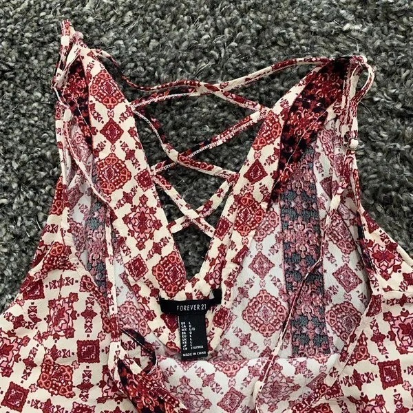 Forever 21 Print Tank Top​​​ In Red, Size L​​​​​​​​ - Image 2
