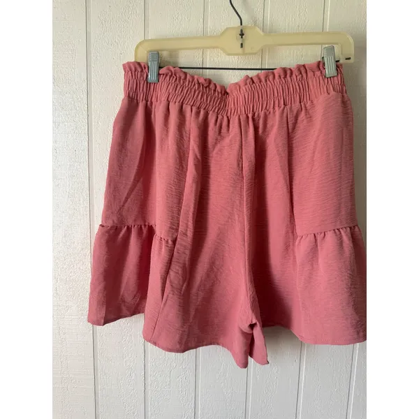 Chiclily Pink Paperbag Waist Ruffle Hem Shorts XL NWT - Image 4