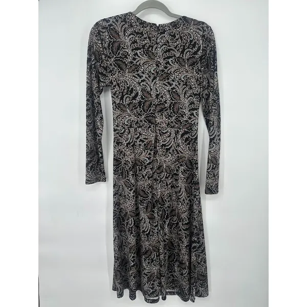 Talbots‎ Faux Wrap Midi Paisley Dress Size Medium Career Slinky Neutral Earthy - Image 4
