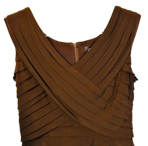Adrianna Pepell Brown Tier V-Neck Occasion Dress Sz 12 - Image 5