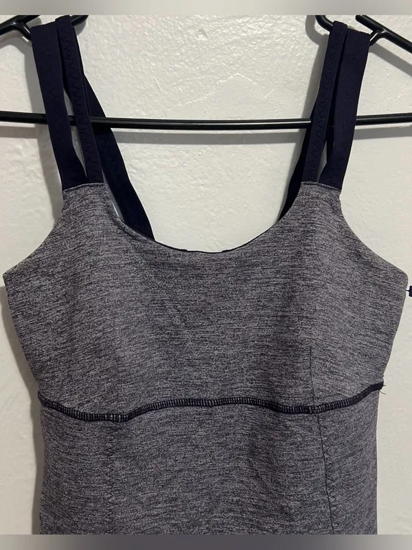 Lululemon Active Strength Gray and Dark Purple Tank Top Size 4 - Image 5