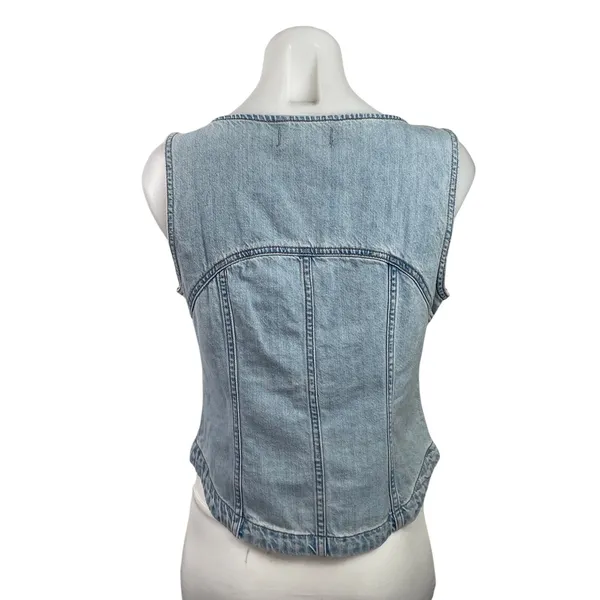 Madewell Womens Blue Light Wash Sleeveless Button Down Denim Jean Tank Top Sz 6 - Image 3
