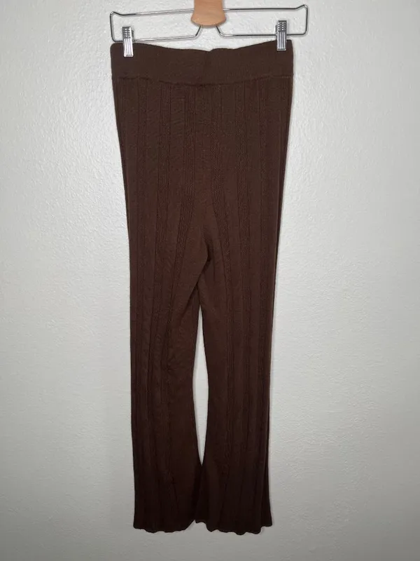 Anthropologie Daily Practice Brown Ribbed Knit Flare 2 piece Set XS/S - Image 5