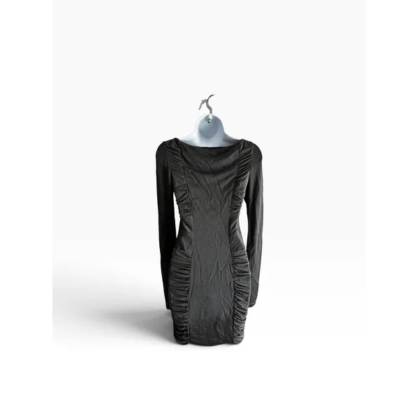 Rag & Bone Ruched Zip Front Mini Dress 2 Gray Long Sleeve Bodycon - Image 2