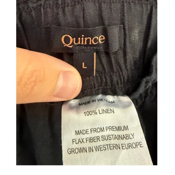 Quince Women's 100% European Linen High Waisted Pull-On Shorts Black Size Large - Image 6