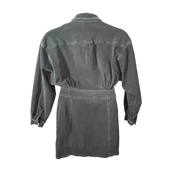 Vintage Free People Black Denim Mini Dress Medium - Image 10