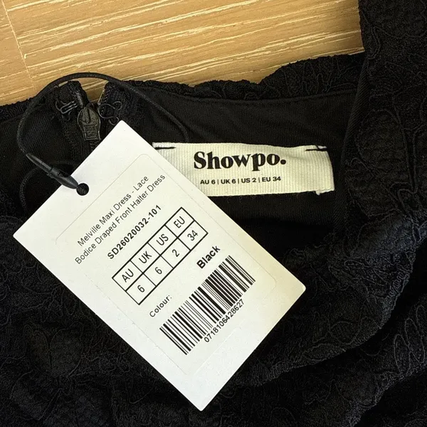 Showpo Maxi dress Halter neck Lace Melville Siuze US2 Black - Image 4