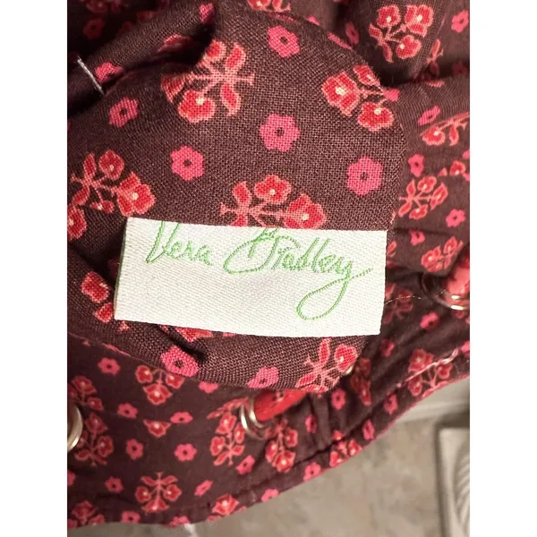 Vera Bradley Backpack Womens Red Pink Paisley Quilted Cotton‎ Drawstring Bag - Image 5