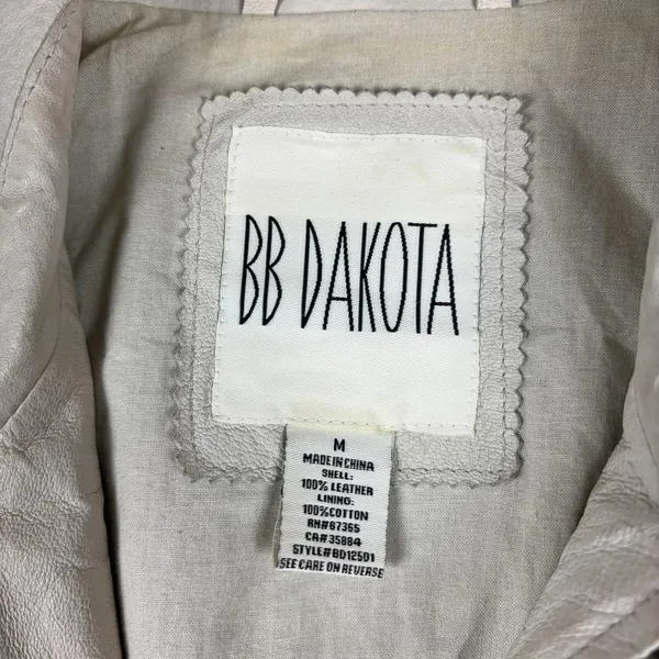 BB Dakota Jacket Womens Medium Cream Leather Moto Biker Bella Swam Twilight - Image 3