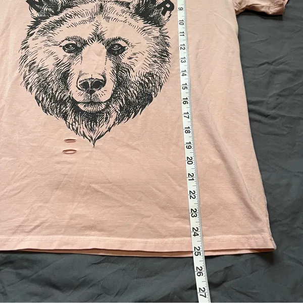 Mama Bear Short Sleeve Shirt Top Women’s Size Large Light Pink Cotton Distressed - Image 4