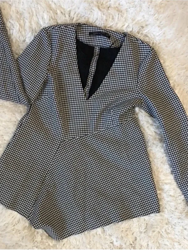 NEW ZARA Gingham blouse top Long Sleeve Size MEDIUM Career work - Image 4
