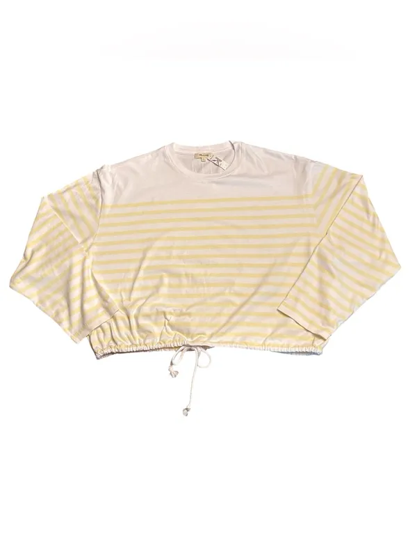 Madewell women’s The Perfect Tie-Waist Tee Jersey yellow white stripe Size L NWT - Image 4