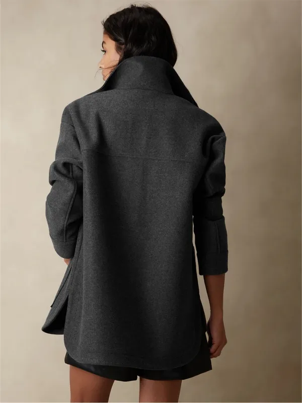 Banana Republic Solid 4 Pocket Shacket Oversized Jacket Dark Charcoal Size XL - Image 4