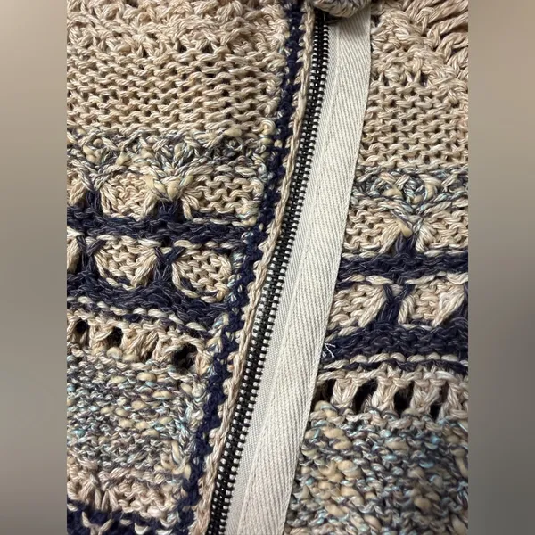 FREE PEOPLE Crochet Knit Moto Sweater Jacket; retails $259; size large - Image 10