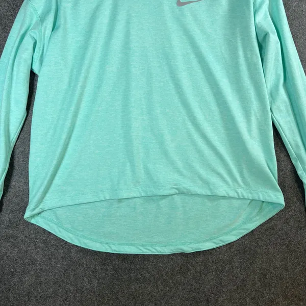 Nike‎ Running Dri-FIT Mint Green Heathered Cowl Neck Hoodie Thumbholes Womens M - Image 3