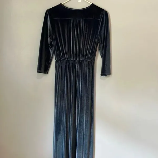 Baltic Born Sofia Velvet Slate Blue half sleeve maxi dress Small #784 - Image 9