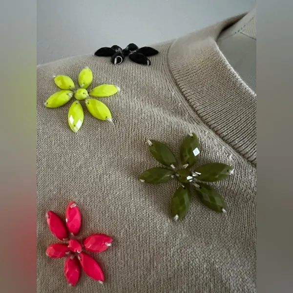 Kate Spade S - - cardigan with rhinestone flowers embroidered - Image 6