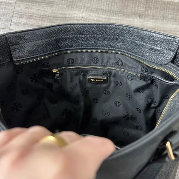 Tory Burch Thea Leather Tote Black w Tassels - Image 3