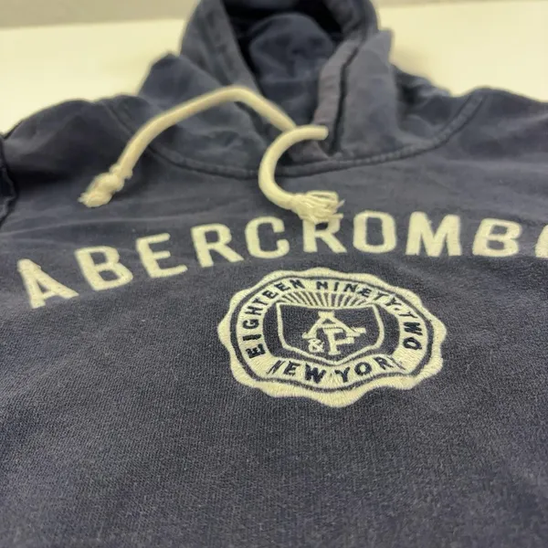Abercrombie & Fitch Hoodie Women Medium Blue Pullover Fleece Kangaroo Pocket Y2K - Image 3