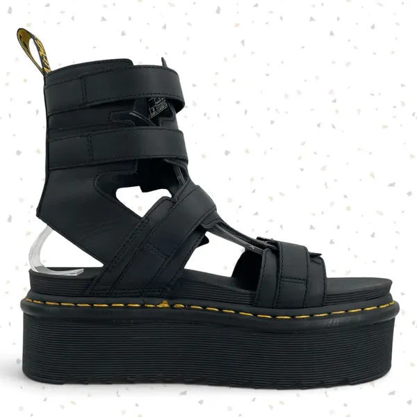 Dr. Martens Giavanna Black Leather Platform Sandals Buckles Gladiator Fit Size 9 - Image 4