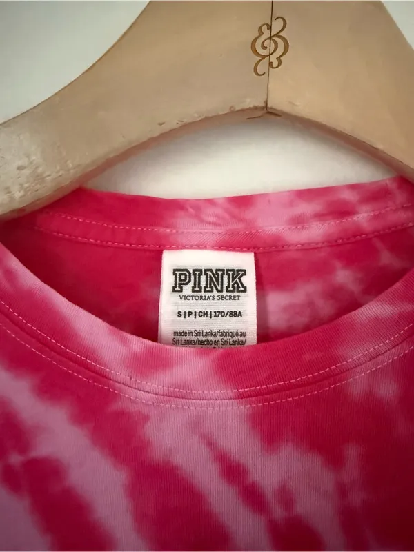 VS PINK Crewneck Tie Dye Cotton Long Sleeve T Shirt Small - Image 3