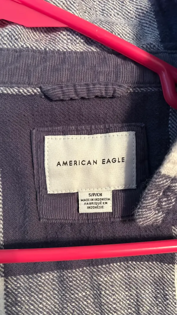American Eagle blue and white flannel - Image 2