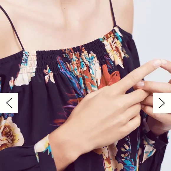 Anthropologie Maeve Tallie Open-Shoulder Silk Top women’s large‎ floral - Image 6