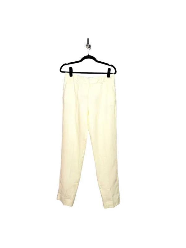 Mango Linen Straight Pants in Yellow Size 4 - Image 5