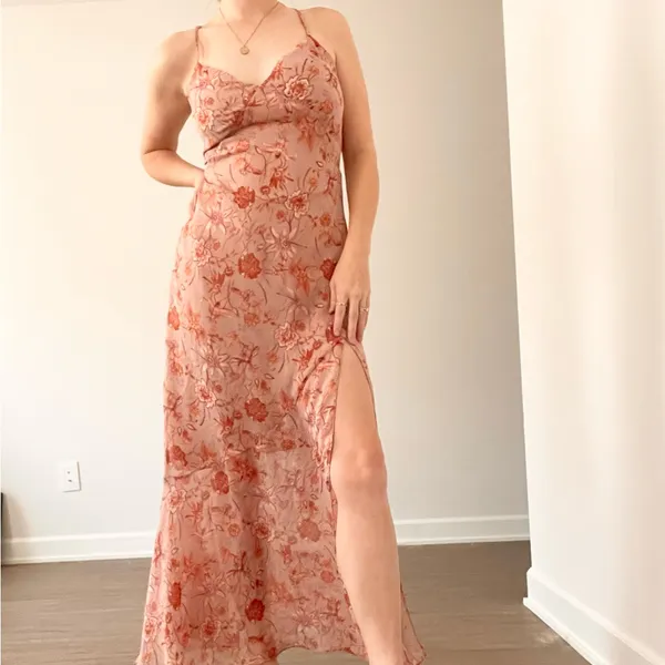 Dress Forum Lavender Orange Floral Dress - Image 3