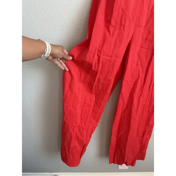 Gianni Bini Red Linen Knot Front Wide Leg Jumpsuit NWT Sz 8 Girl Retro Coquette - Image 4