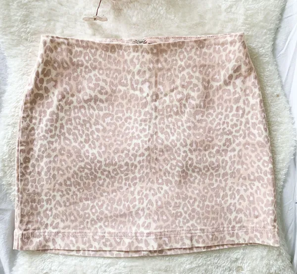 Wild Fable Blush Pink Leopard Print Denim Skirt - Image 2