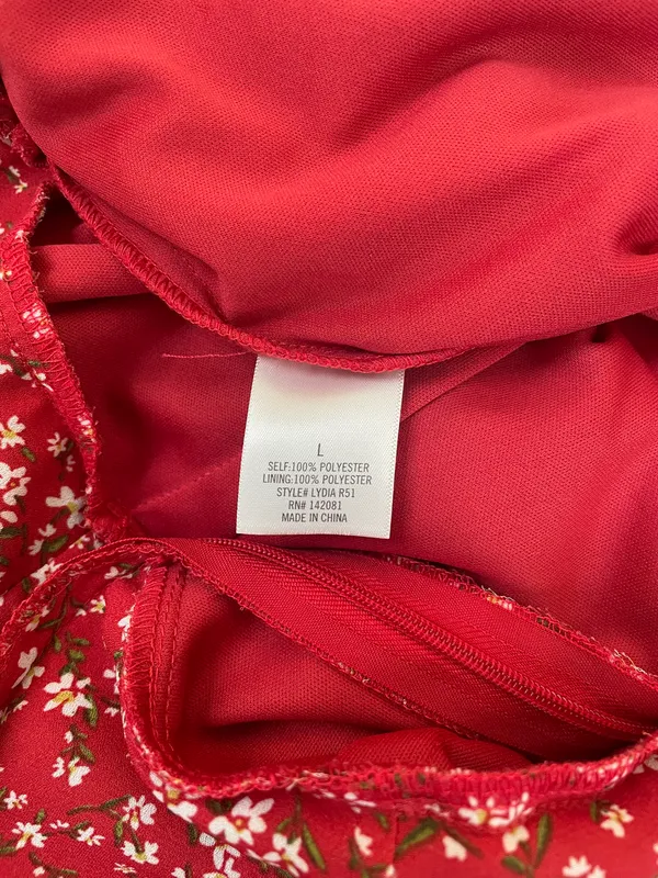 Blue Rain red floral jumpsuit v-neck tie back jumper Women’s size Large - Image 9