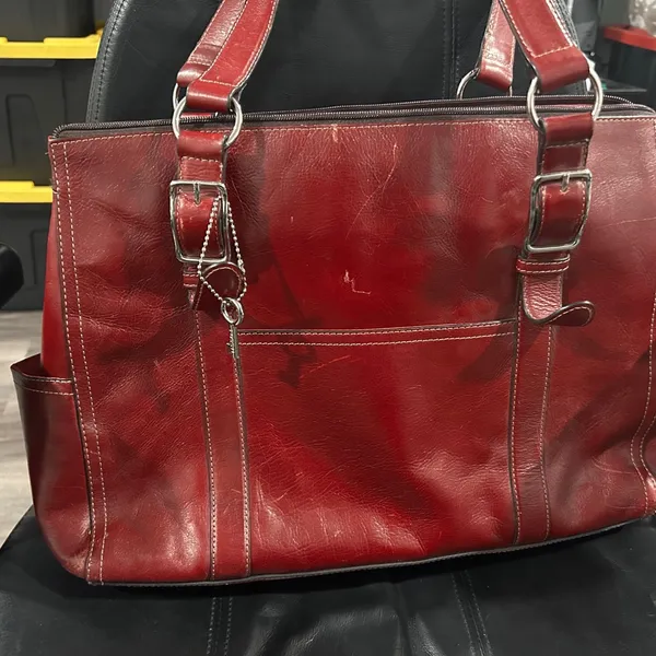 Fossil Elegant Red Leather Tote Bag - Image 5